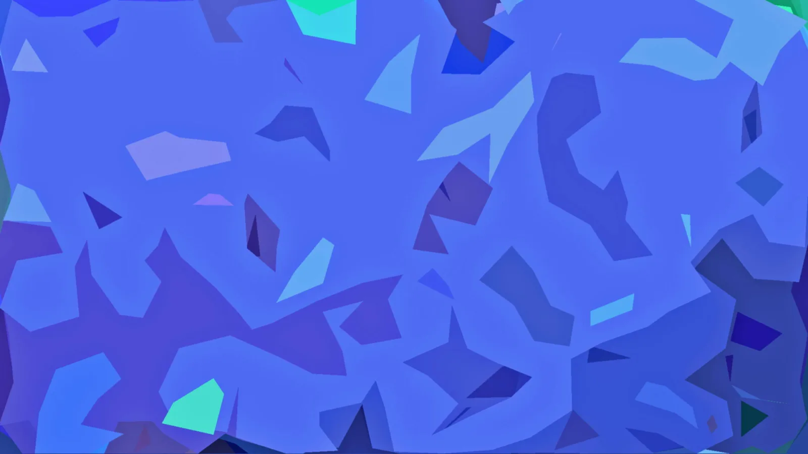 Abstrakte Komposition aus blauen, violetten und türkisen kantigen Flächen.