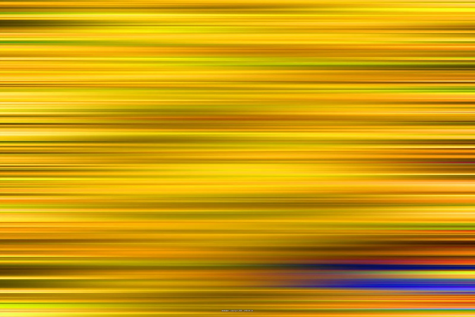 Abstrakte Fläche aus horizontalen, verwischten Streifen in Gelb, Orange und Gold, unten rechts mit blauen und violetten Akzenten.