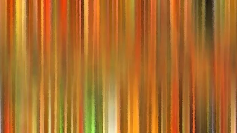 Abstrakte Komposition aus vertikalen Streifen in Orange, Rot, Gelb, Braun und Grün mit weichen, gemalt wirkenden Kanten.