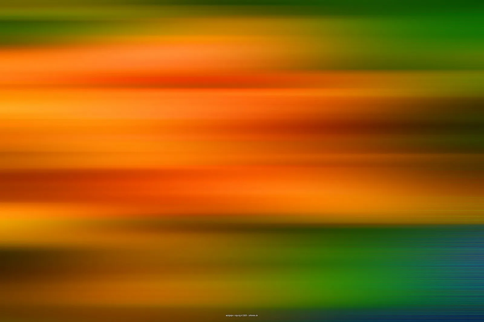 Abstrakte horizontale Schlieren in Orange, Braun und Grün, rechts unten blau auslaufend