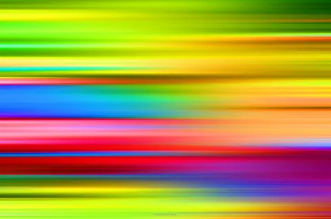 Abstraktes Bild aus horizontalen, verwischten Farbstreifen in Gelb, Grün, Blau, Rot, Orange und Violett.