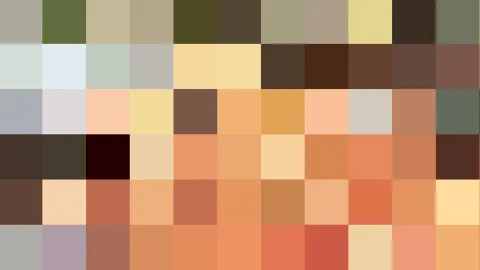 Mosaik aus quadratischen Farbfeldern in Erdtönen, von Grau und Olivgrün über Ocker bis zu Rot und Braun.