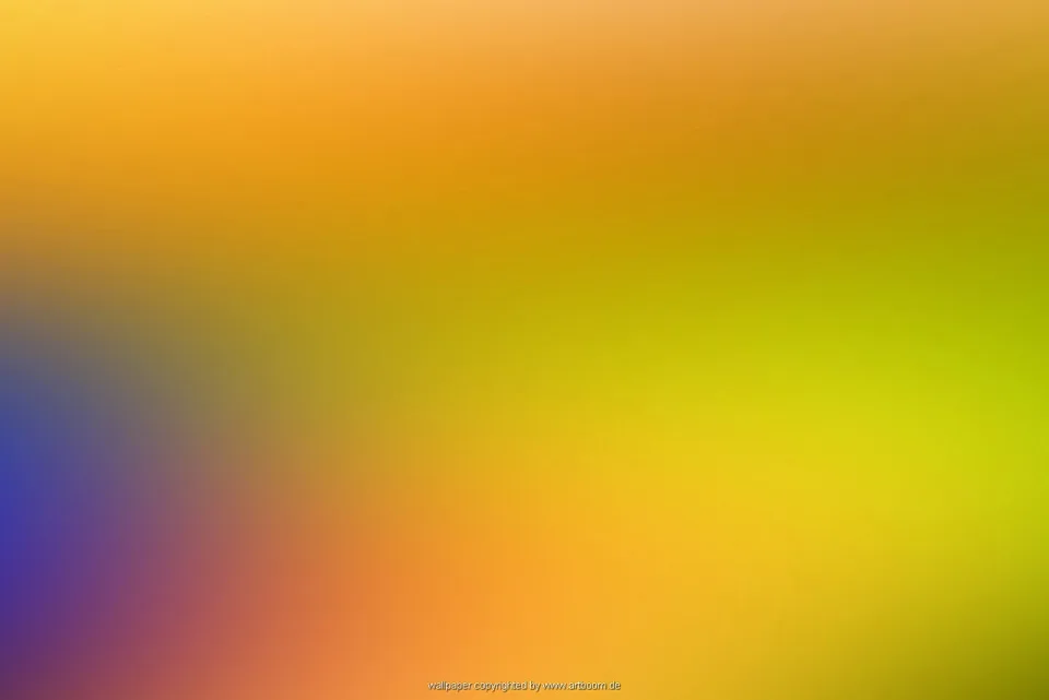 Unscharfer Farbverlauf von Orange und Gelb oben und rechts über Grün bis zu Blau und Violett links unten, ohne erkennbare Motive.