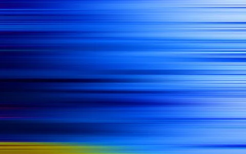 Abstrakte blaue Streifen verlaufen waagerecht über das Bild, nach rechts heller werdend. Am unteren Rand zieht sich ein schmaler gelbgrüner Streifen entlang.