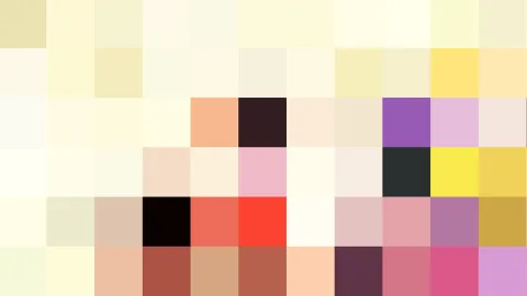 Raster aus quadratischen Farbfeldern in Pastelltönen, von Gelb und Creme über Rosa bis zu Rot und Dunkelviolett, ohne erkennbares Motiv.