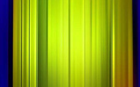 Vertikale Streifen in Gelbgrün, Gelb und Blau, die von Lichtreflexen in der Mitte heller werden und an den Rändern in Blau und Orange auslaufen.