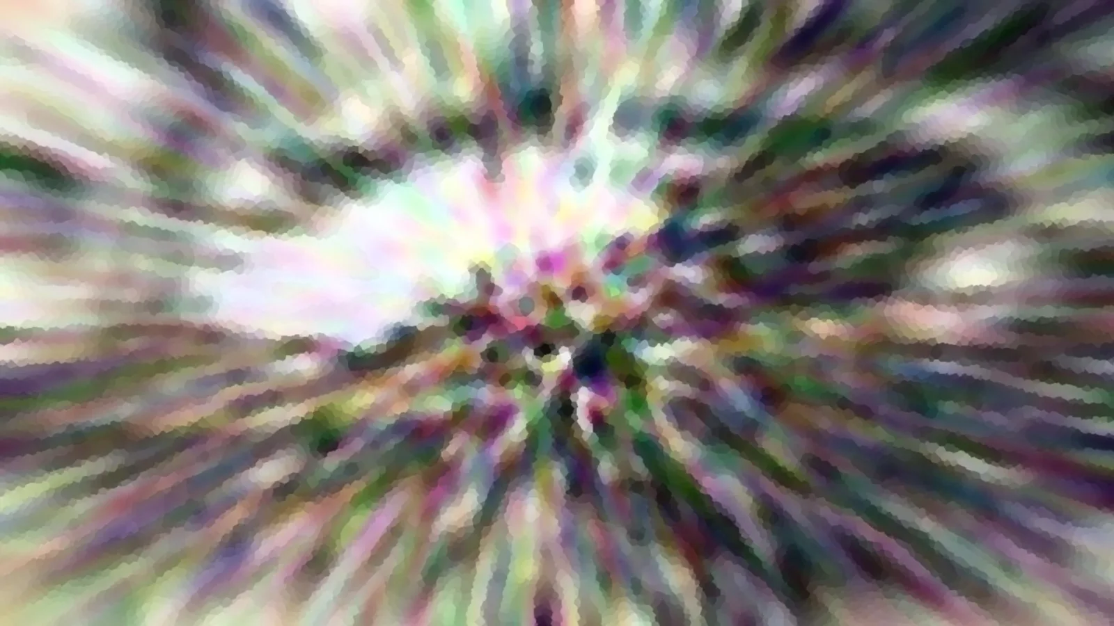 Abstraktes Bild mit pastellfarbenen und grünen Streifen, die von einem hellen Zentrum radial nach außen laufen.