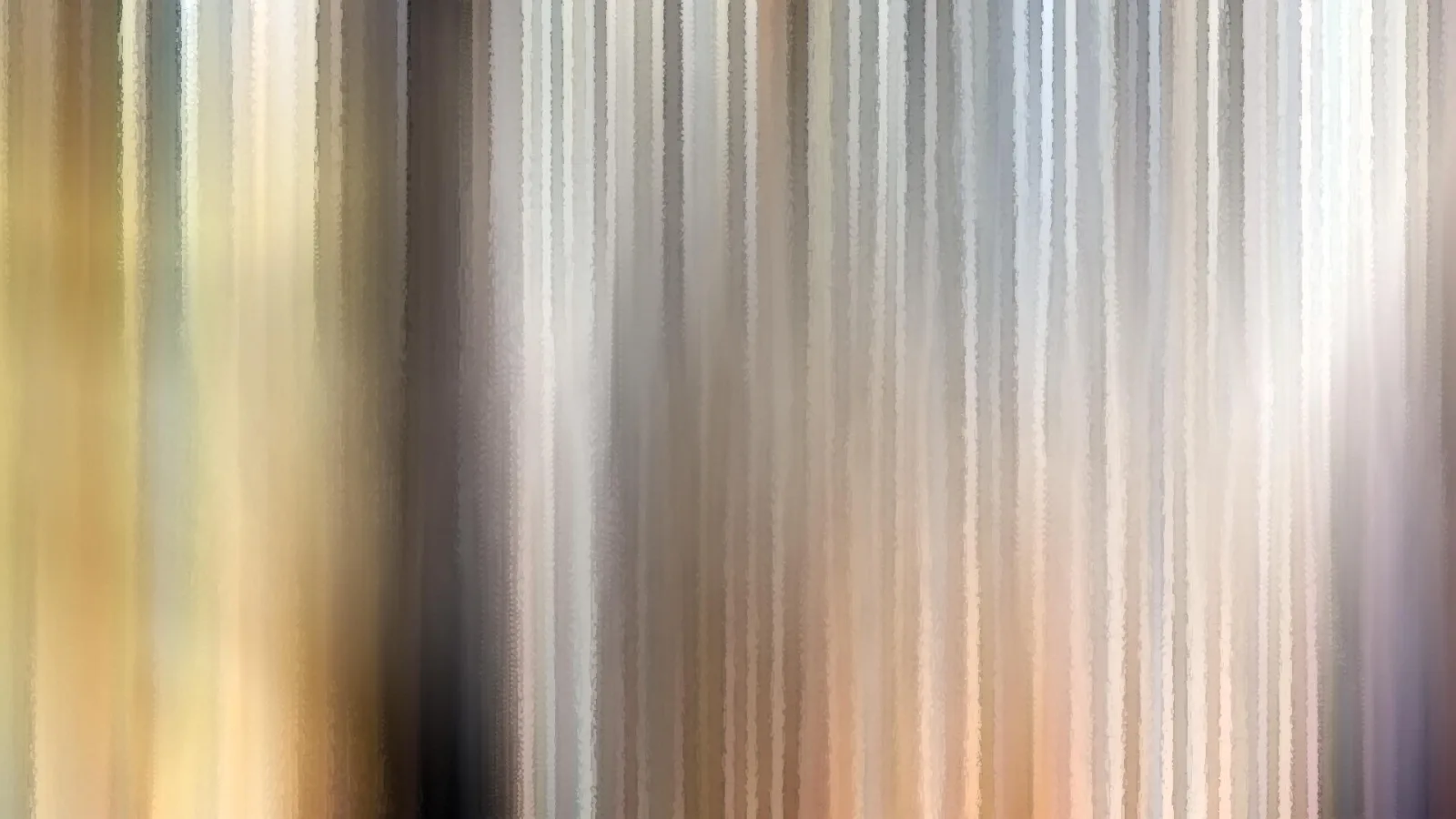 Abstrakte Komposition aus senkrechten, verwischten Streifen in Beige, Gelb, Grau und Weiß, links wärmer, rechts heller, dazwischen ein dunkler Schatten.