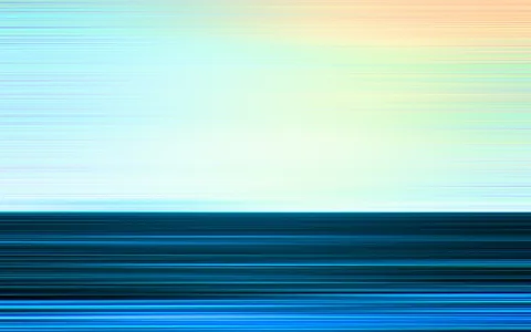 Horizontale, verwischte Streifen in Hellblau, Mintgrün und Pfirsich oben, darunter ein dunkles Blau mit hellen Blaustreifen am unteren Rand.