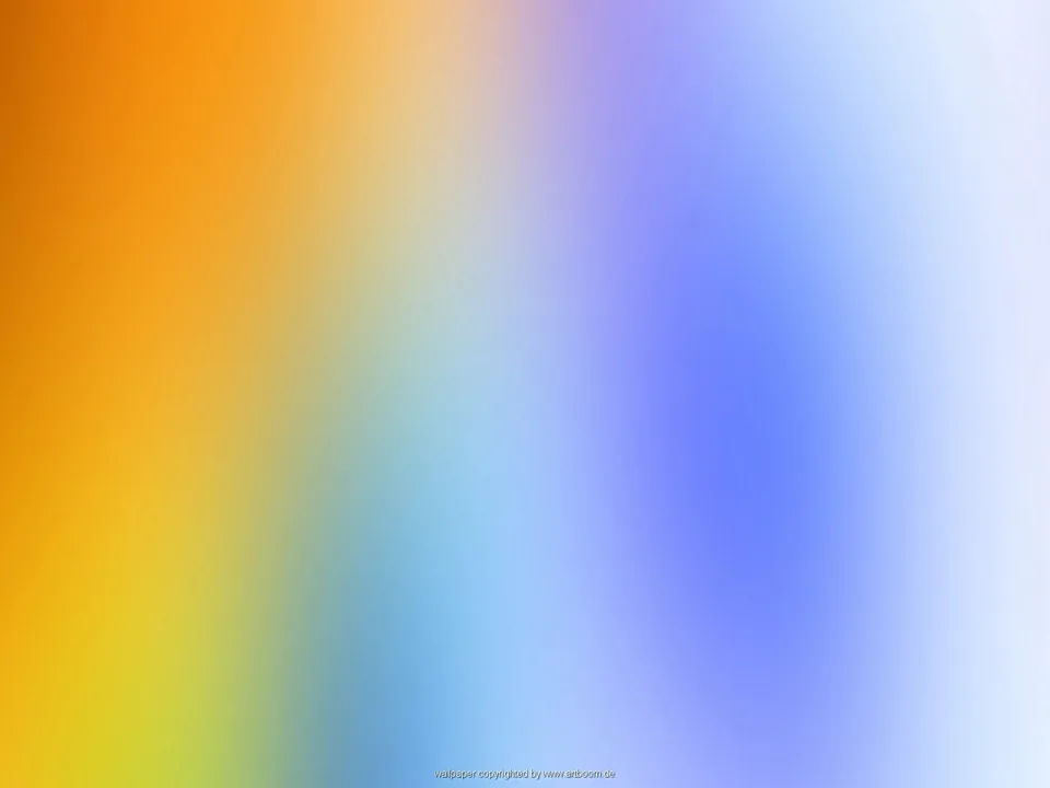 Unscharfe Farbflächen laufen von Orange links über Gelb und Hellblau bis zu Blau und Weiß rechts. Im unteren Bereich ist ein kleiner Schriftzug mit Copyright-Hinweis zu erkennen.