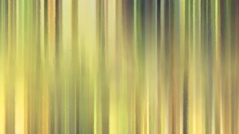 Abstraktes Bild aus vertikalen, weich verwischten Streifen in Gelb, Grün, Ocker und Braun, die an einen Wald oder Bambus erinnern.