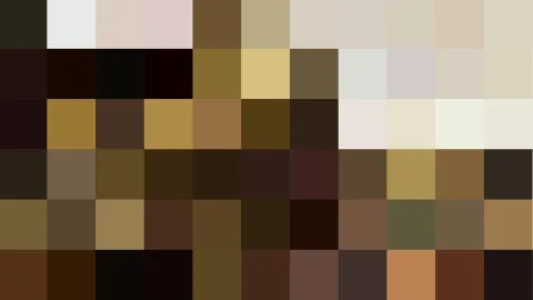 Raster aus kleinen Farbfeldern in Braun, Beige, Creme und Ocker, dazwischen vereinzelte dunkle Töne.