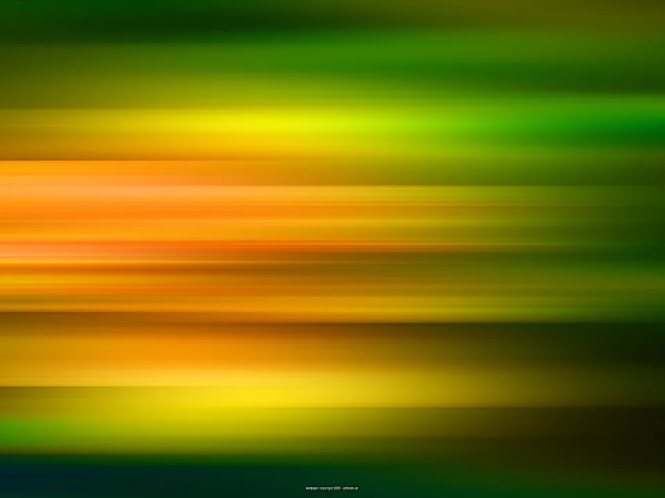 Abstrakte horizontale Streifen in Gelb, Orange und Grün, die ineinander verlaufen, mit dunkleren Bereichen oben und unten.