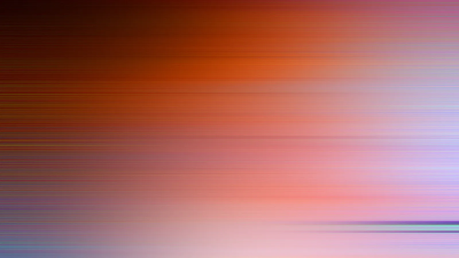 Abstrakter Verlauf von dunklem Braunrot links über Orange bis zu hellem Rosa und Lavendel rechts, durchzogen von feinen horizontalen Schlieren.