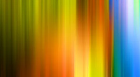 Abstrakte Komposition aus vertikalen, verwischten Streifen in Gelb, Orange, Grün und Blau, die von links nach rechts ineinander übergehen.