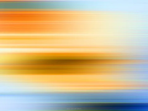 Abstrakte horizontale Streifen in Orange, Gelb und Blau, wirken wie eine Bewegungsunschärfe.