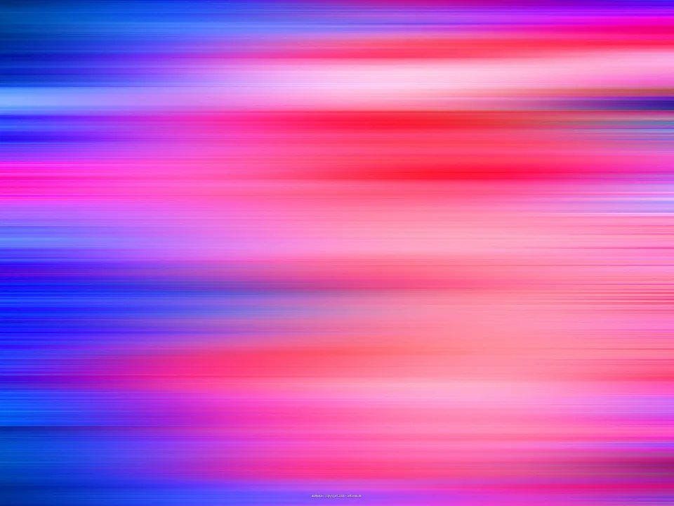 Abstrakte horizontale Bewegungsunschärfe mit Streifen in Pink, Rot, Violett und Blau, die von links nach rechts verlaufen.