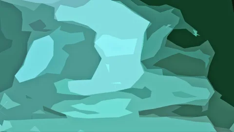 Abstrakte Komposition aus flachen, türkisen und mintgrünen Formen, rechts oben dunkelgrün.
