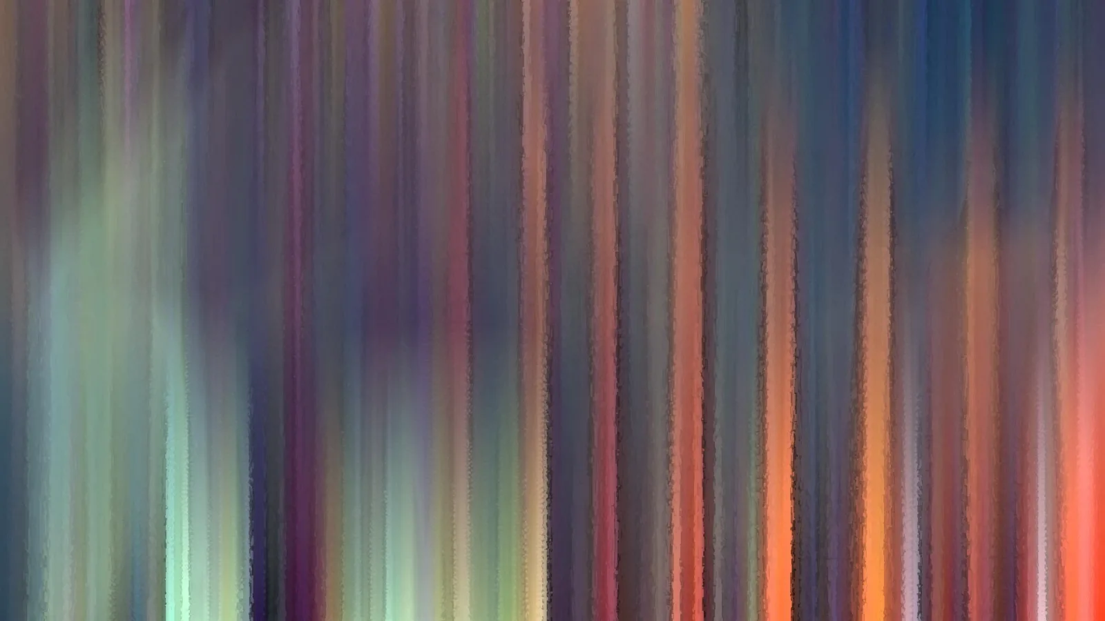 Abstraktes Bild aus senkrechten, weich verlaufenden Farbstreifen in Grün, Blau, Violett und Orange