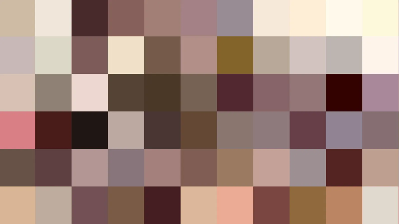 Pixelmosaik aus rechteckigen Farbfeldern in Braun-, Rosa- und Beigetönen, dunklere Felder links der Mitte und helle Töne oben rechts.