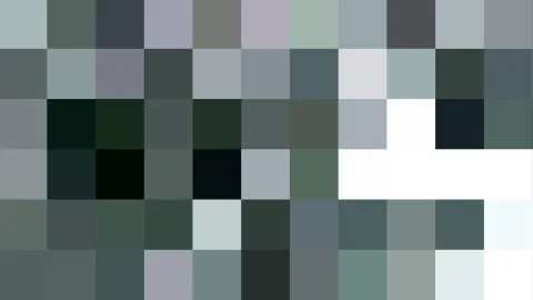 Pixeliges Raster aus grauen, dunkelgrünen, schwarzen und weißen Quadraten, rechts unten ein weißer Bereich.