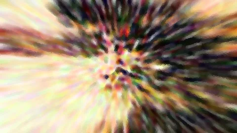 Abstraktes Bild mit farbigen Streifen, die von einem hellen Zentrum radial nach außen laufen.