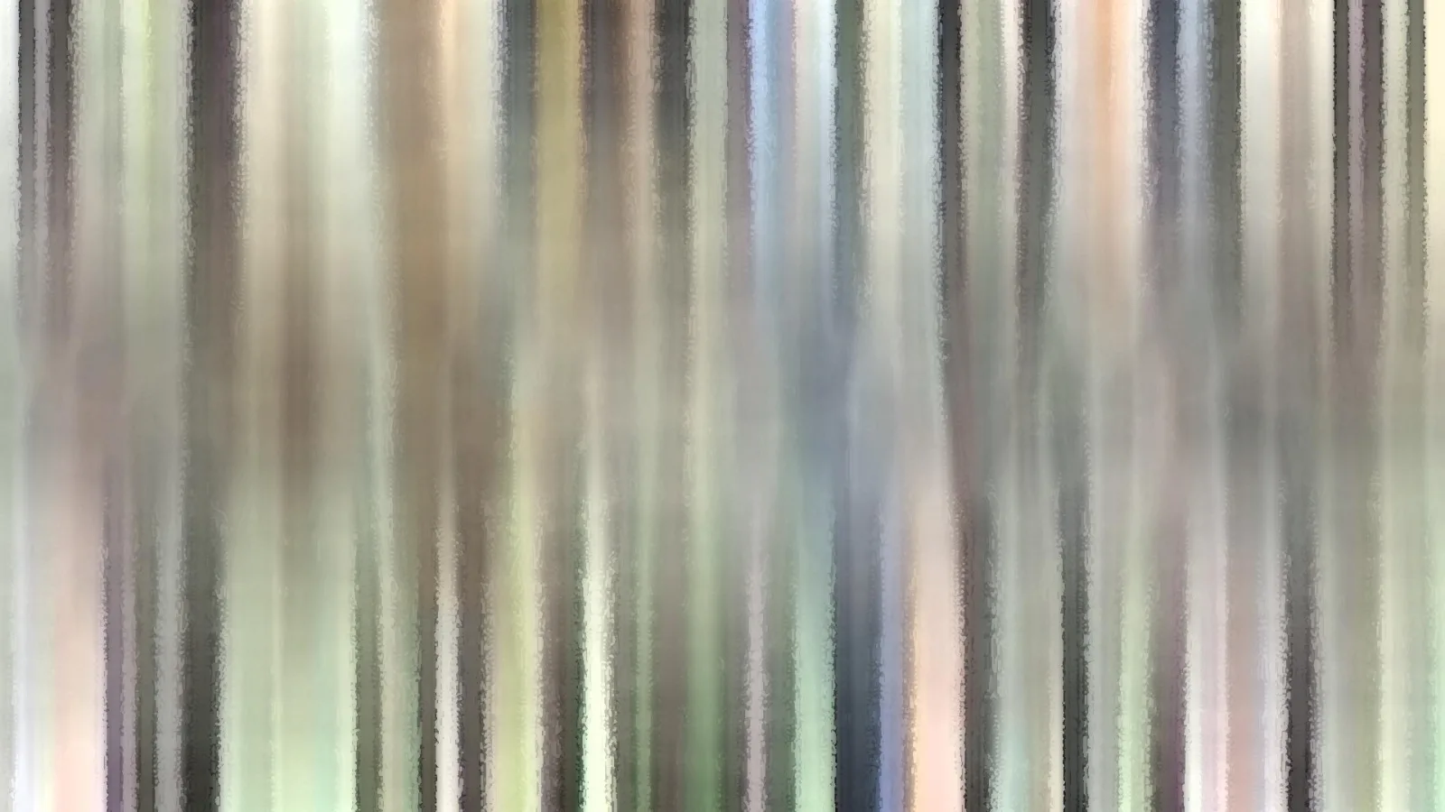 Abstrakte Komposition aus senkrechten, verwischten Streifen in Grau, Beige, Grün, Rosa und Blau