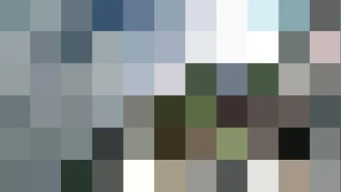 Raster aus kleinen Farbflächen in Grau, Blaugrau, Olivgrün und Dunkelbraun, oben heller, unten dunkler.