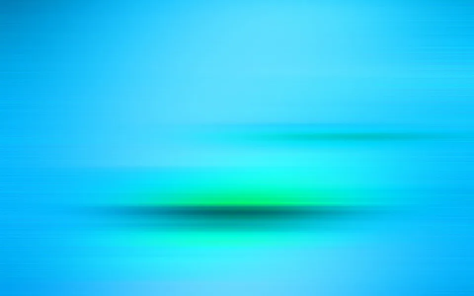 Abstrakter Verlauf in Blau- und Türkistönen mit horizontalen Streifen und einem leuchtend grünen Lichtfleck im unteren Bereich.