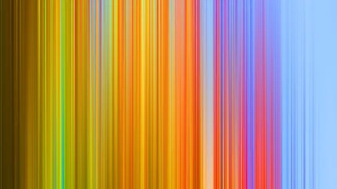 Abstraktes Bild aus senkrechten, verwischten Streifen in Gelb, Orange, Rot, Violett und Hellblau, die von links nach rechts ineinander übergehen.