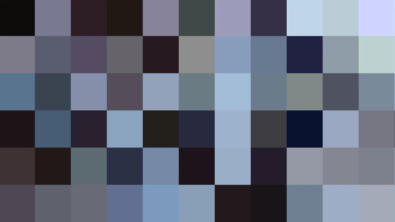 Abstraktes Mosaik aus quadratischen Pixelfeldern in Blau-, Grau- und Schwarztönen, oben heller, unten dunkler.