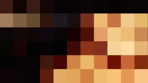 Pixeliges Mosaik aus braunen, schwarzen und orangefarbenen Quadraten in einem Raster aus elf Spalten und sechs Zeilen.