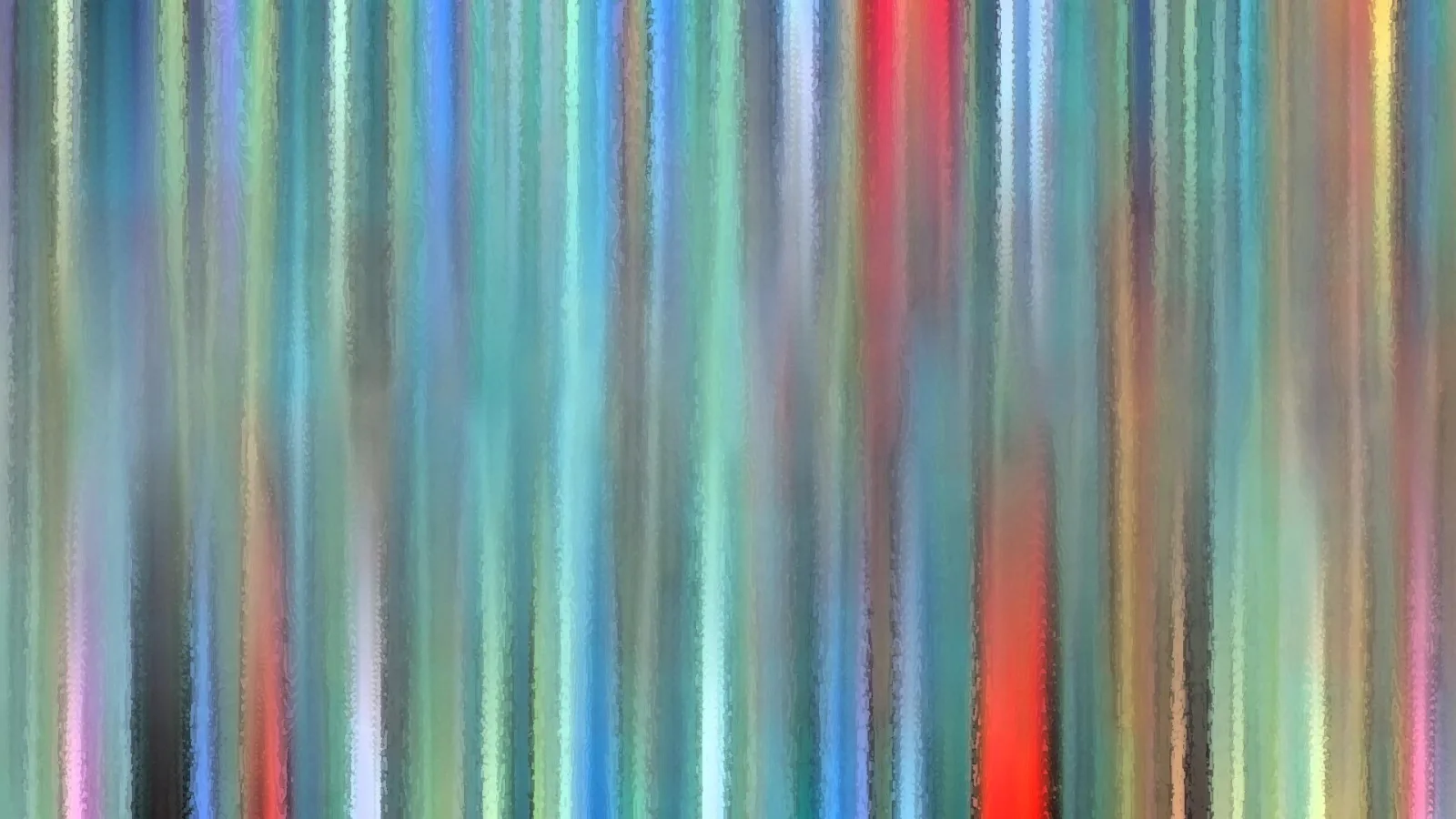 Abstraktes Bild aus senkrechten, verwischten Streifen in Blau, Grün, Türkis, Grau, Rot und Gelb