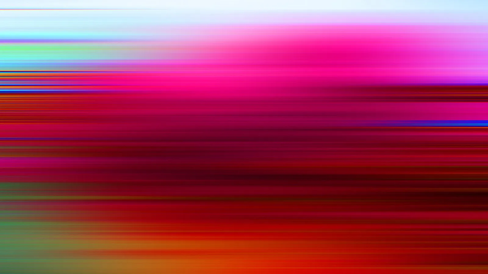 Abstrakte horizontale Streifen in Pink, Rot, Blau und Orange, die von hell oben in dunkle Töne übergehen.