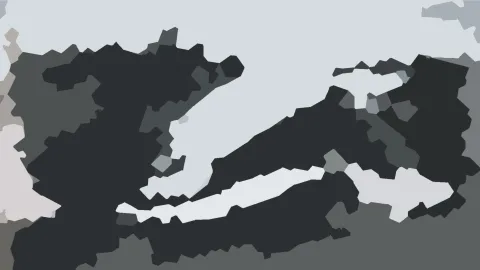 Abstraktes Muster aus dunklen und hellen grauen Polygonflächen mit scharfen Kanten.