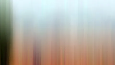 Abstrakte, senkrecht verwischte Farbflächen: links dunkles Grün, oben helles Blaugrau, unten warmes Orange.