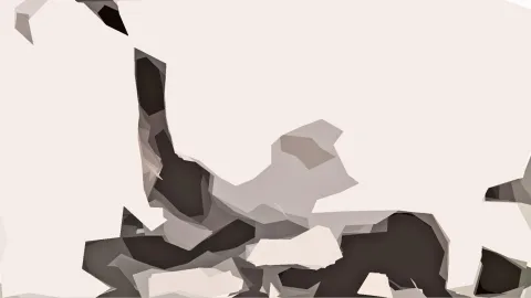 Abstrakte Komposition aus dunklen, grauen und beigen Polygonflächen auf hellem Grund