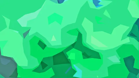 Abstrakte Komposition aus grünen, türkisen und blauen Polygonen in unterschiedlichen Helligkeiten.