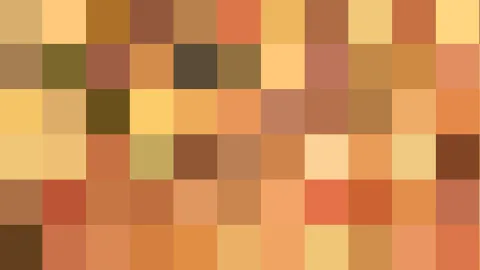 Quadratisches Farbmosaik aus Ocker-, Orange- und Brauntönen, in Reihen und Spalten angeordnet.
