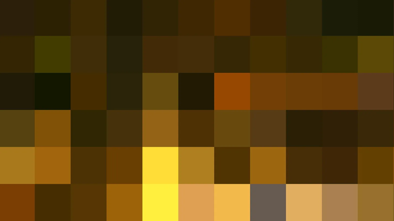 Pixelmosaik aus einem Raster dunkler, brauner, ockerfarbener und gelber Quadrate