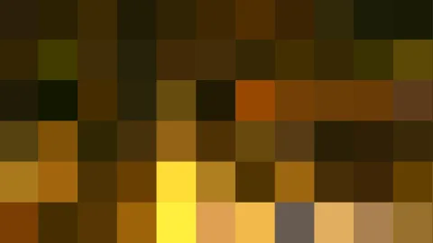 Pixelmosaik aus einem Raster dunkler, brauner, ockerfarbener und gelber Quadrate