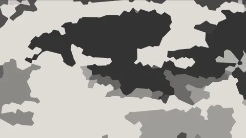 Abstraktes Muster aus unregelmäßigen Flächen in Anthrazit, Dunkelgrau und Hellbeige auf hellem Grund.