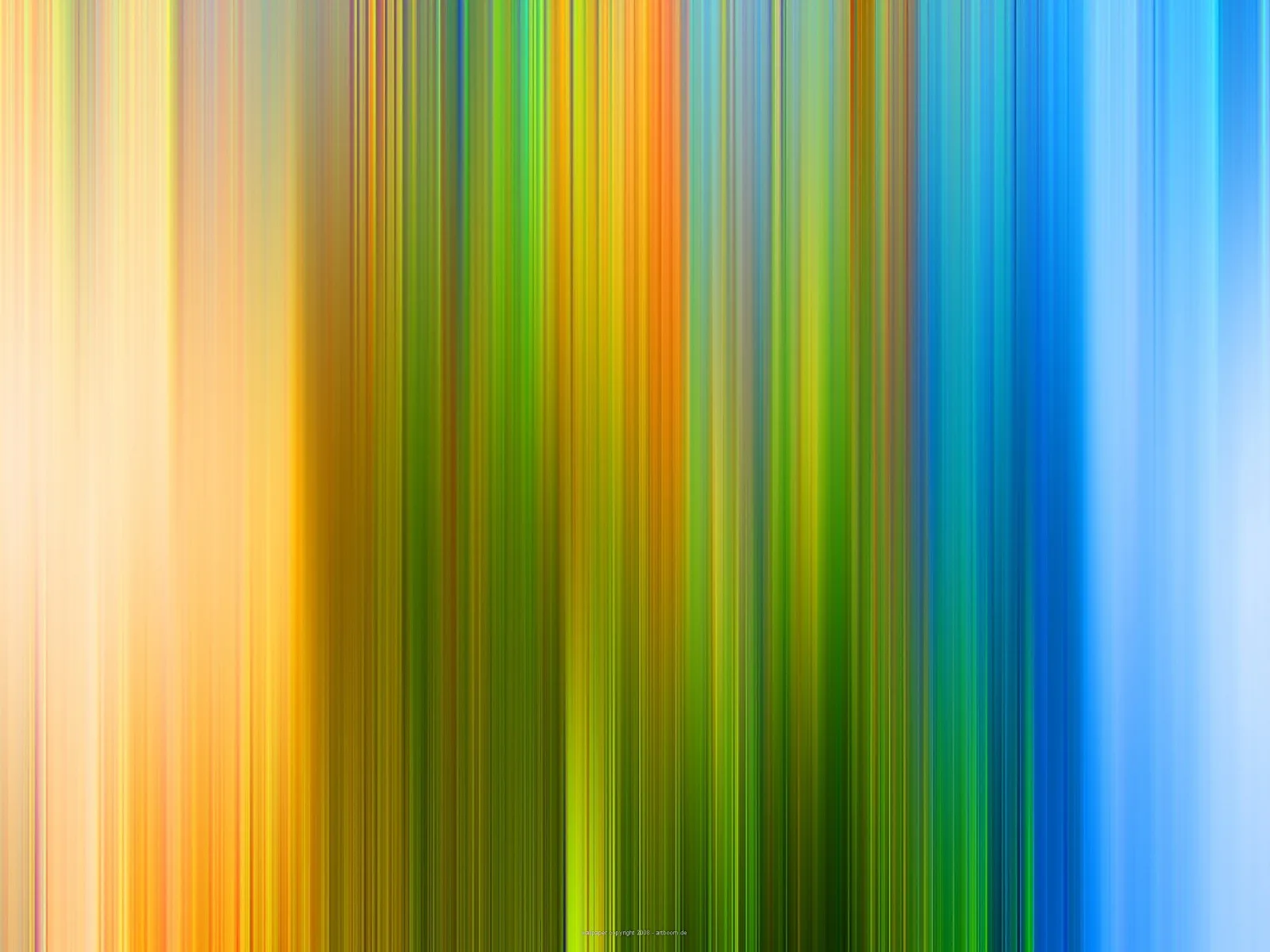 Vertikale, verwischte Streifen in Gelb, Orange, Grün und Blau, die von links nach rechts von Warm zu Kühl wechseln.