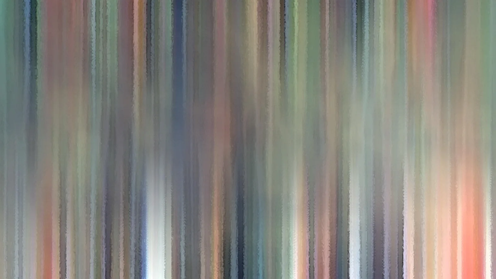 Abstrakte vertikale Streifen in Pastellfarben, Grün, Rosa und Grau, unten in der Mitte ein helles weißes Licht