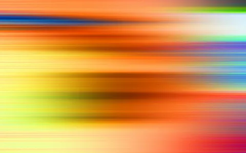 Abstrakte horizontale Streifen in Orange, Gelb, Rot, Blau und Grün, die von links nach rechts verwischen.