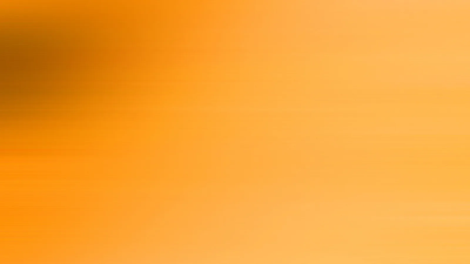 Verschwommener Farbverlauf in Orange und Gelb mit horizontalen Streifen und einem dunklen, braunen Fleck links oben.