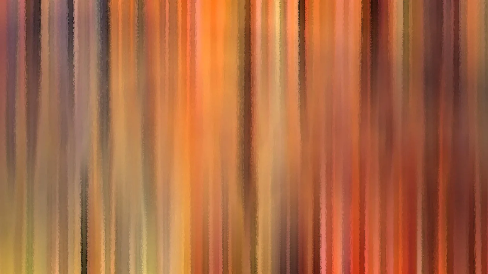 Abstraktes Bild aus senkrechten, unscharfen Streifen in Orange, Rot, Braun und Gelb, die wie verwischte Farbbahnen nebeneinander stehen.