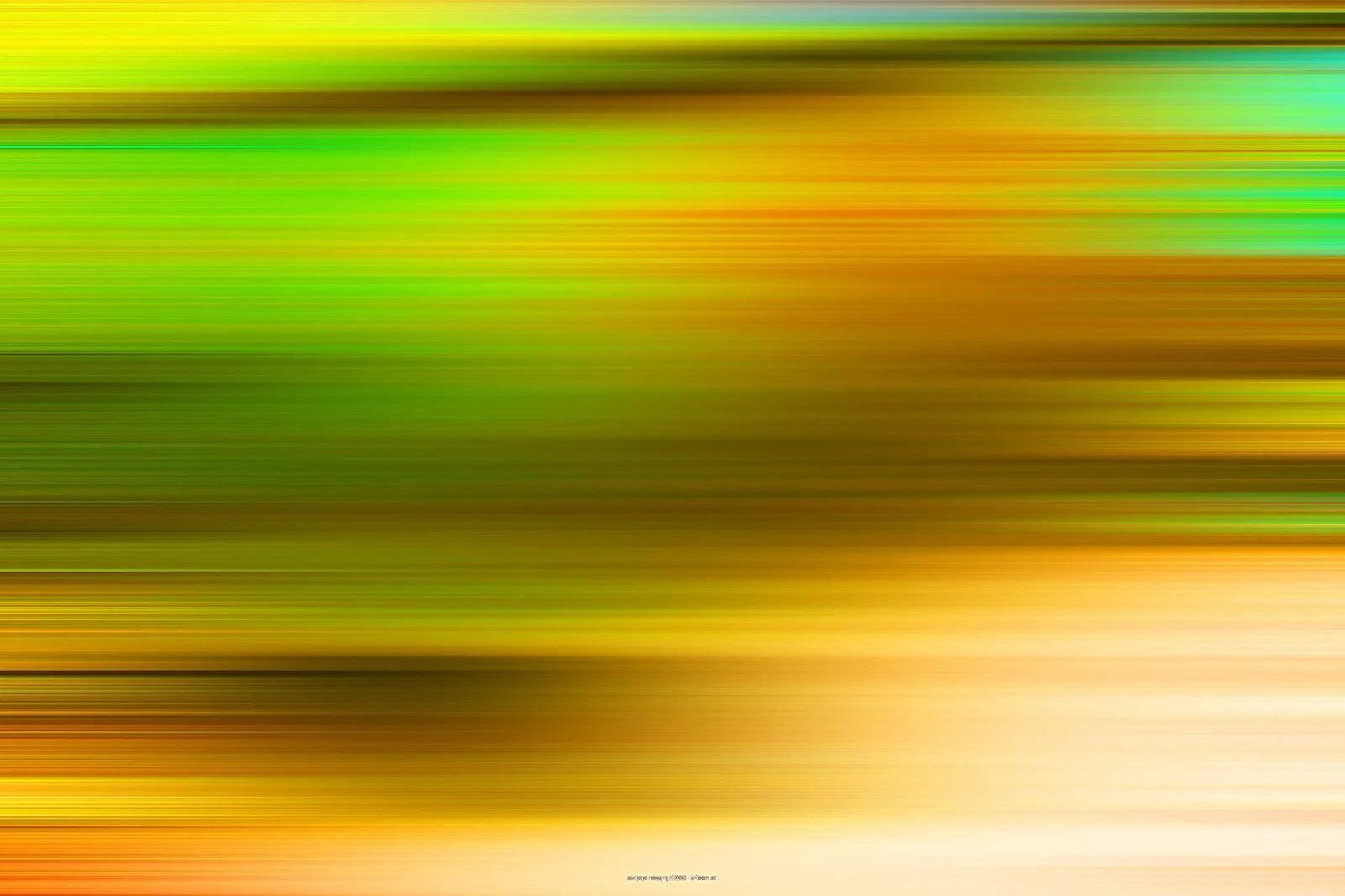 Abstrakte horizontale Schlieren in Gelb, Grün, Orange und Gold, die von oben nach unten ineinander übergehen, mit hellen Bereichen unten rechts.