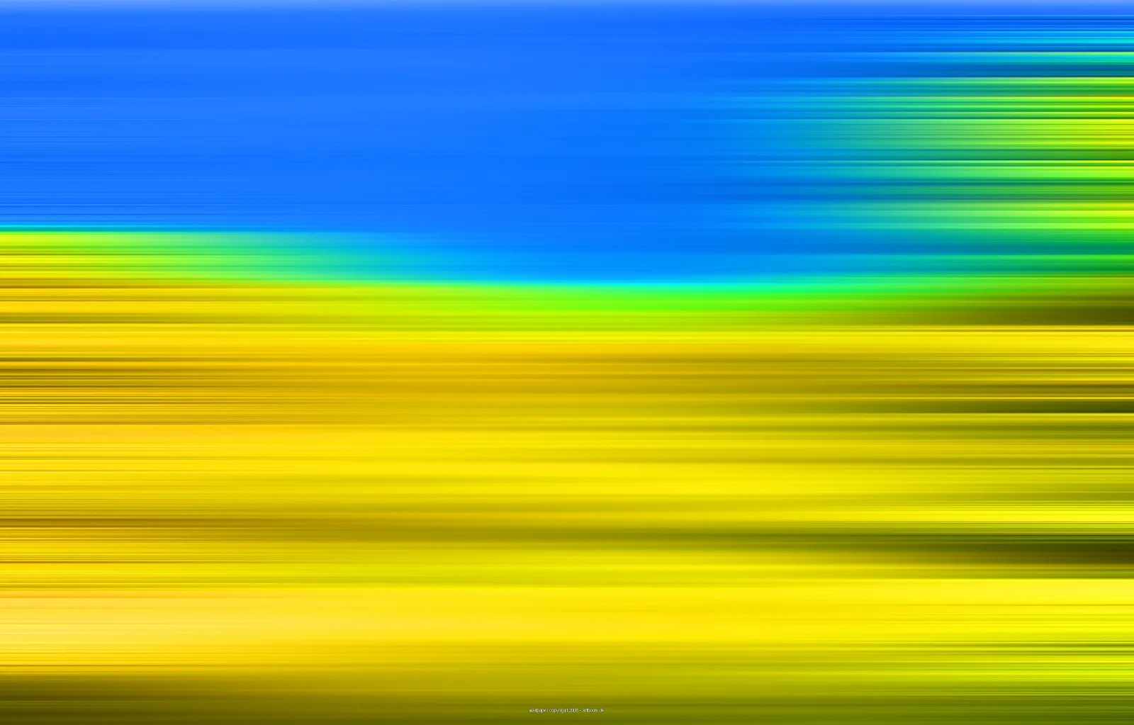Abstrakte horizontale Bewegungsunschärfe mit Streifen in Blau oben und Gelb bis Grün unten, dazwischen ein sanfter Farbübergang.