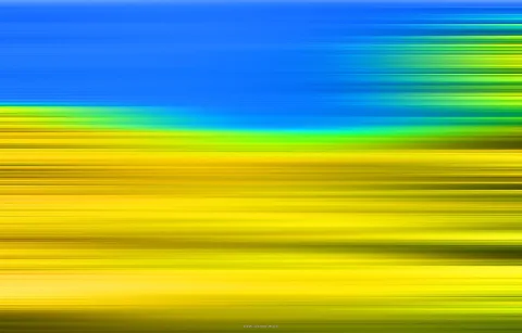 Abstrakte horizontale Bewegungsunschärfe mit Streifen in Blau oben und Gelb bis Grün unten, dazwischen ein sanfter Farbübergang.